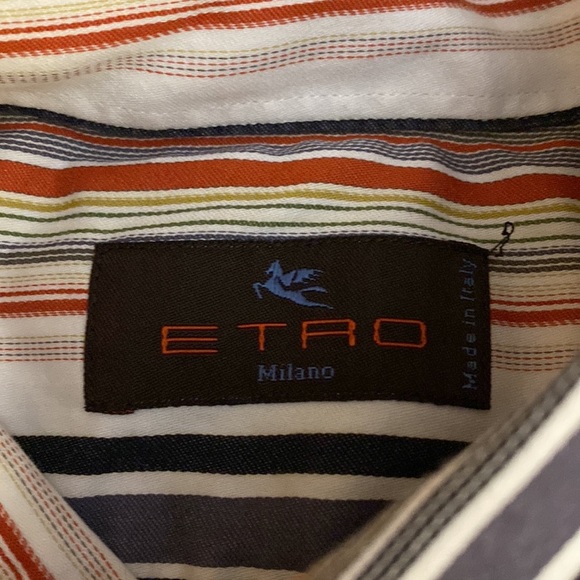 Etro Striped Slim Fit Shirt with Logo and Pegaso - Picture 7 of 9